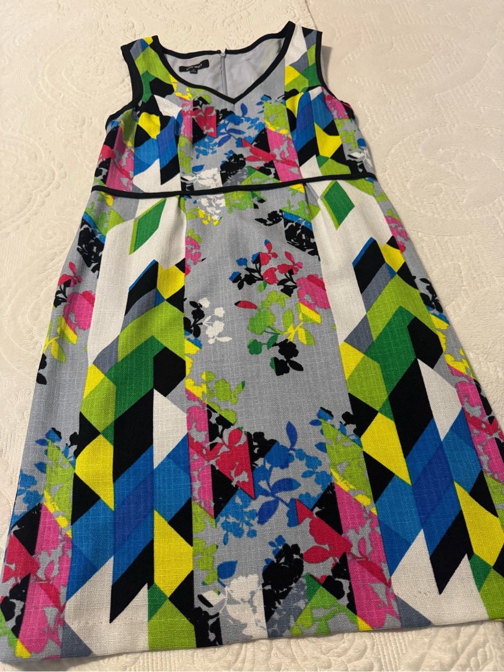 Nine West Multicolor Geometric Floral Mini Dress